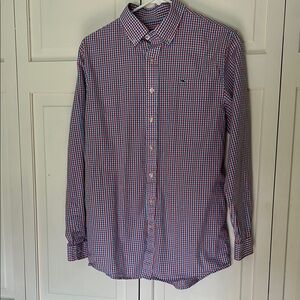 Vineyard Vines Kids XL (18) Red and Blue Plaid Button-Down Shirt